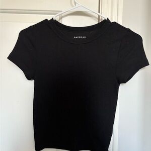 American Eagle Basic Black Waffle Baby Tee